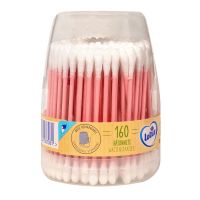 160 bâtonnets coton bio rose boite rechargeable