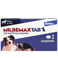 Milbemaxtab vermifuge chien +5kg 2 comprimés