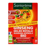 Ginseng gelée royale guarana acérola bio 30 ampoules