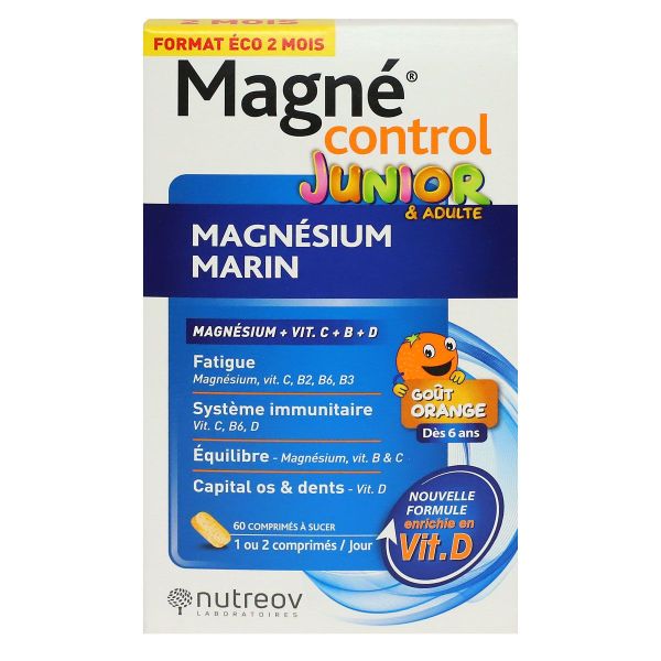 Magné Control Junior et adulte magnésium Vitamines C B D 60 comprimés