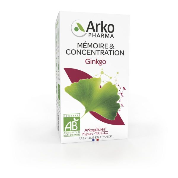 Arkogélules Ginkgo mémoire 150 gélules
