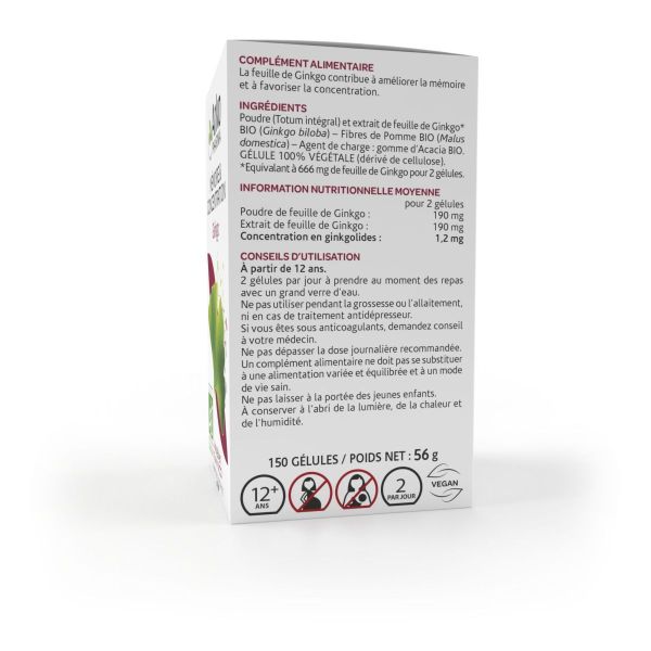 Arkogélules Ginkgo mémoire 150 gélules