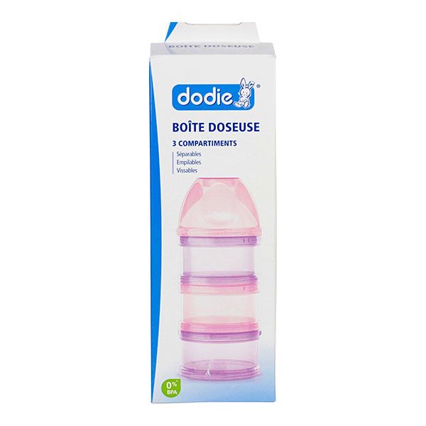 Boîte doseuse lait 3 compartiments - rose