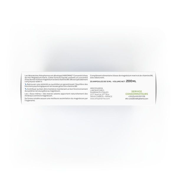 Arkomag concentré d'eau de mer Magnésium marin 20 ampoules