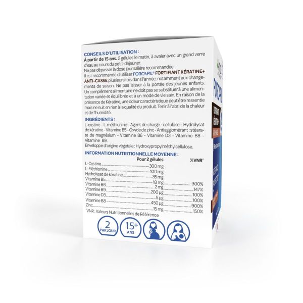 Forcapil fortifiant Kératine+ anti-casse 60 gélules