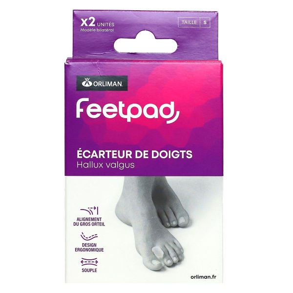 FeetPad 2 écarteurs de doigts Hallux Valgus modèle bilatéral taille S