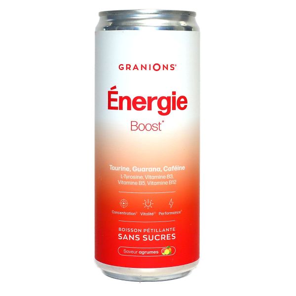 Boisson pétillante énergie Boost vitalité agrumes 330ml