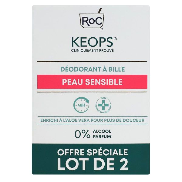 Keops Sensitive déodorant à bille 48h 2x30ml