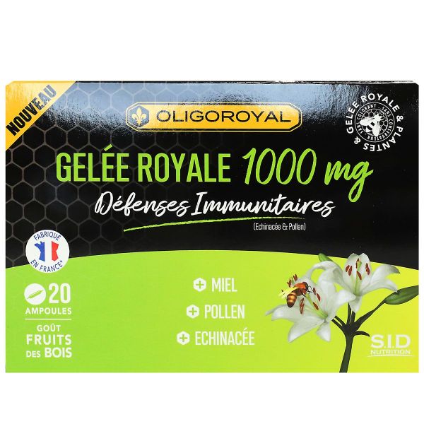 OligoRoyal gelée royale 1000mg defenses immunitaires fruits des bois 20 ampoules