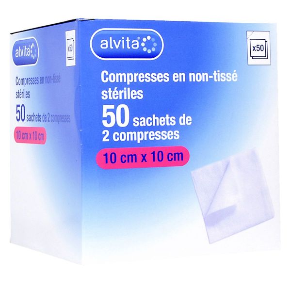 50 x 2 compresses non-tissées stériles 10 x 10cm