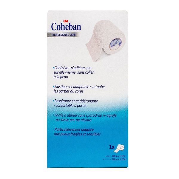 Coheban bande de contention cohésive - 3,5m x 10cm (blanc)